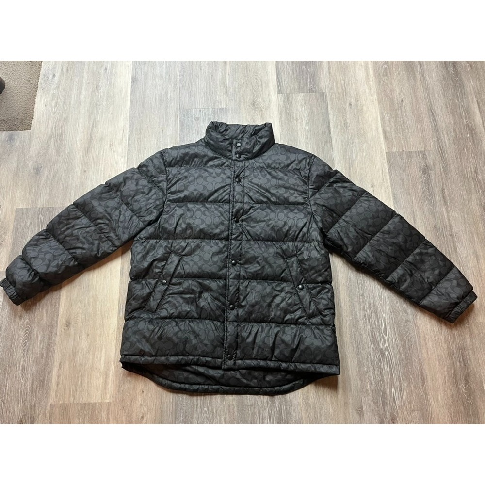 Coach Signature Logo Winter Puffer Down Coat Designer Jacket Men's Size XXL